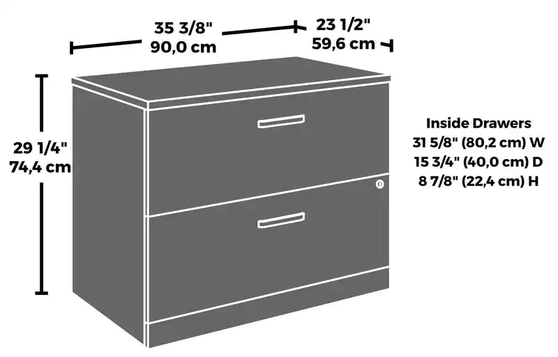 Affirm 35.43 Commercial Grade 2-Drawer Filing Cabinet - Hudson Elm