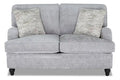Made in Canada Bellmont 64 Chenille Fabric Loveseat with Reversible Cushions and Wood Legs - Platinum Grey