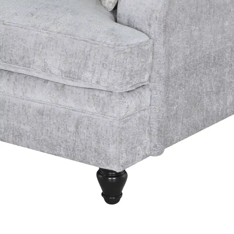 Made in Canada Bellmont 64 Chenille Fabric Loveseat with Reversible Cushions and Wood Legs - Platinum Grey