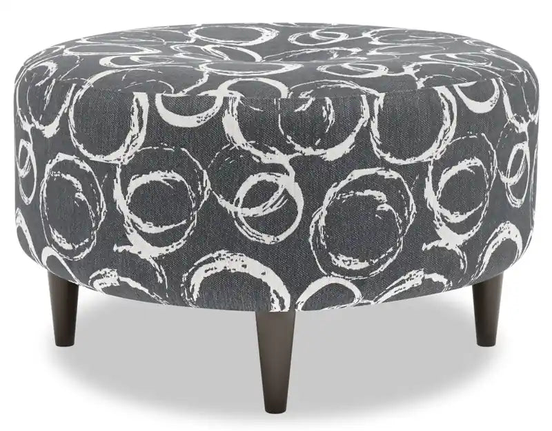 31" Round Velvet Fabric Ottoman - Sea Blue