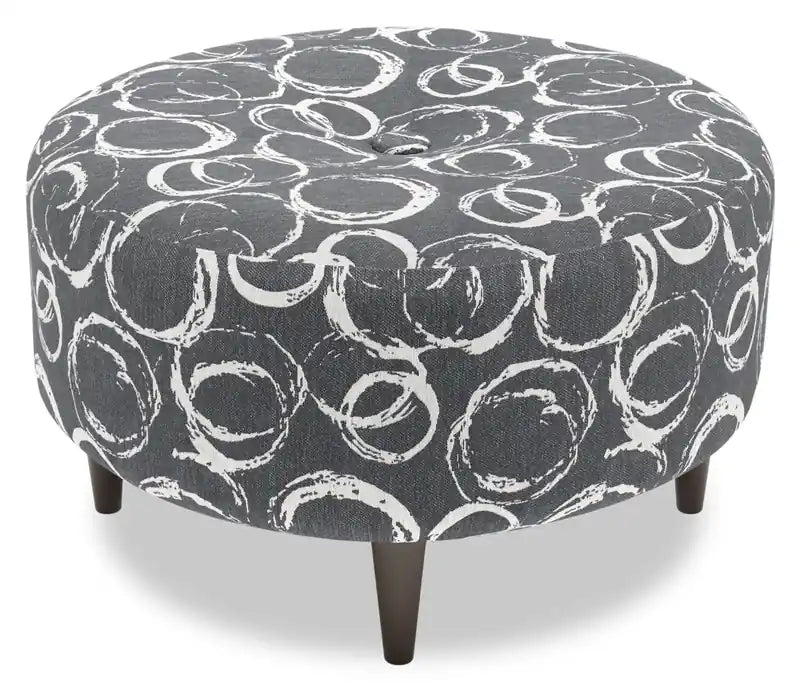 31" Round Velvet Fabric Ottoman - Sea Blue