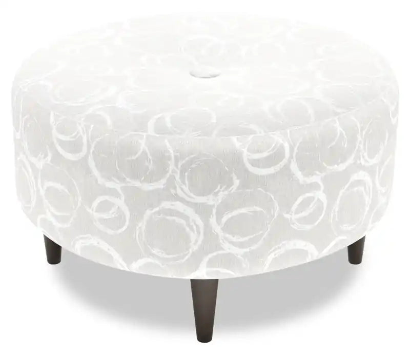 31" Round Velvet Fabric Ottoman - Sea Blue