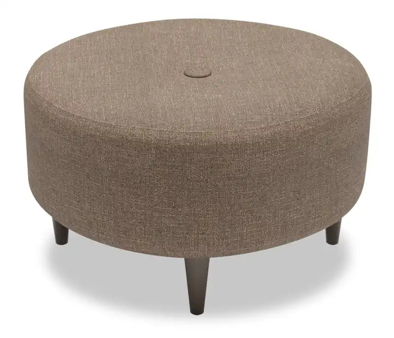 31" Round Velvet Fabric Ottoman - Sea Blue