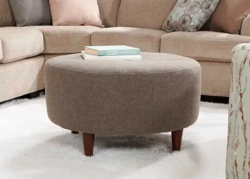 31" Round Velvet Fabric Ottoman - Sea Blue