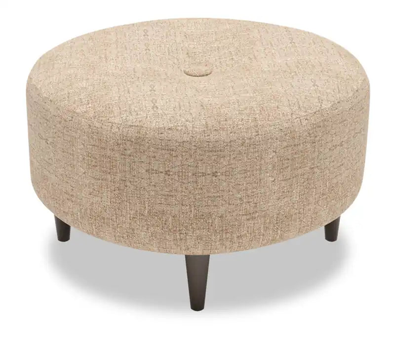 31" Round Velvet Fabric Ottoman - Sea Blue