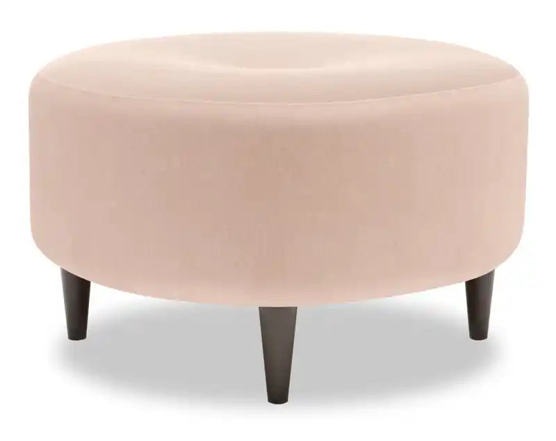 31" Round Velvet Fabric Ottoman - Sea Blue