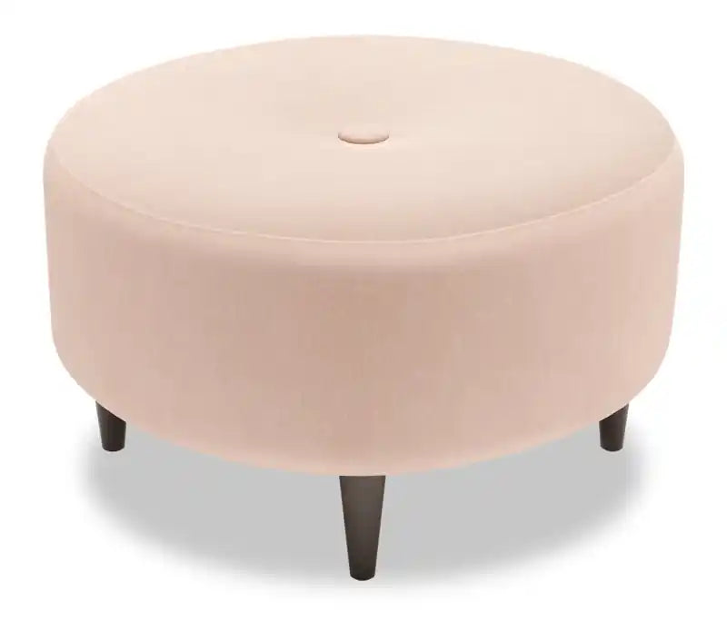 31" Round Velvet Fabric Ottoman - Sea Blue