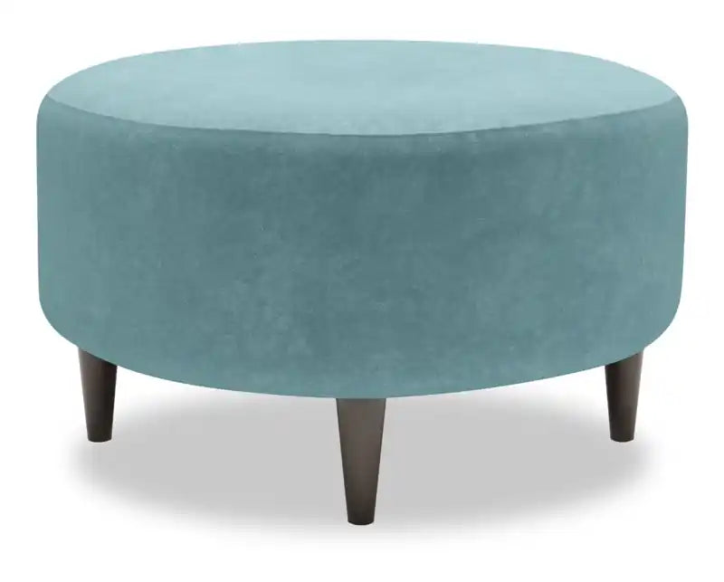 Made in Canada Customizable Sofa Lab The Curve 31 Velvet Fabric Ottoman - Sea Blue