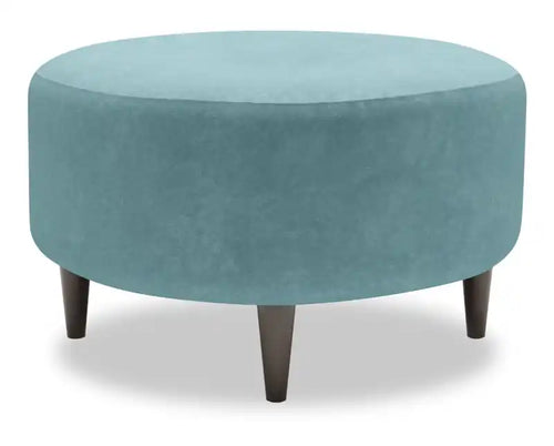Made in Canada Customizable Sofa Lab The Curve 31 Velvet Fabric Ottoman - Sea Blue
