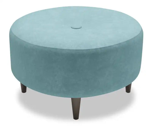 31" Round Velvet Fabric Ottoman - Sea Blue