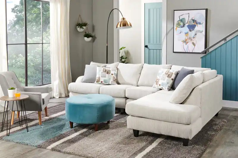 31" Round Velvet Fabric Ottoman - Sea Blue