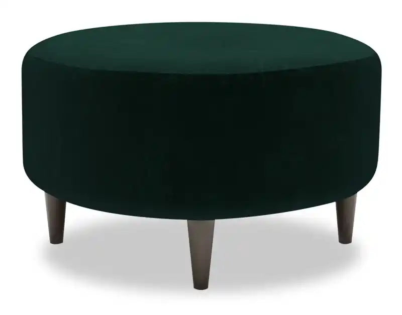31" Round Velvet Fabric Ottoman - Sea Blue
