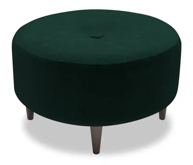 31" Round Velvet Fabric Ottoman - Sea Blue