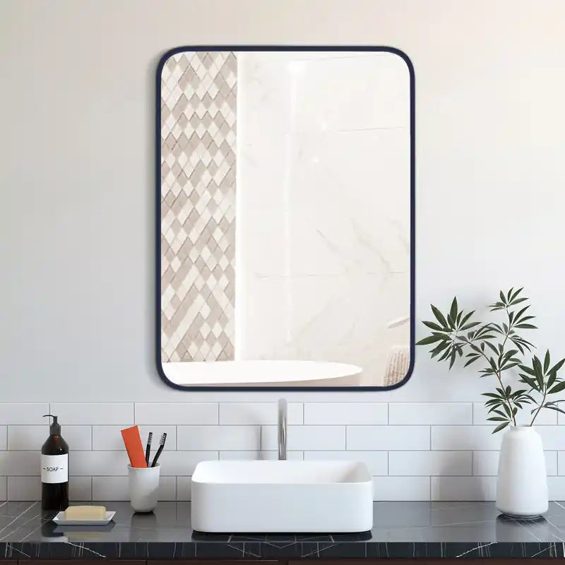 40" Blue Metal Frame Mirror