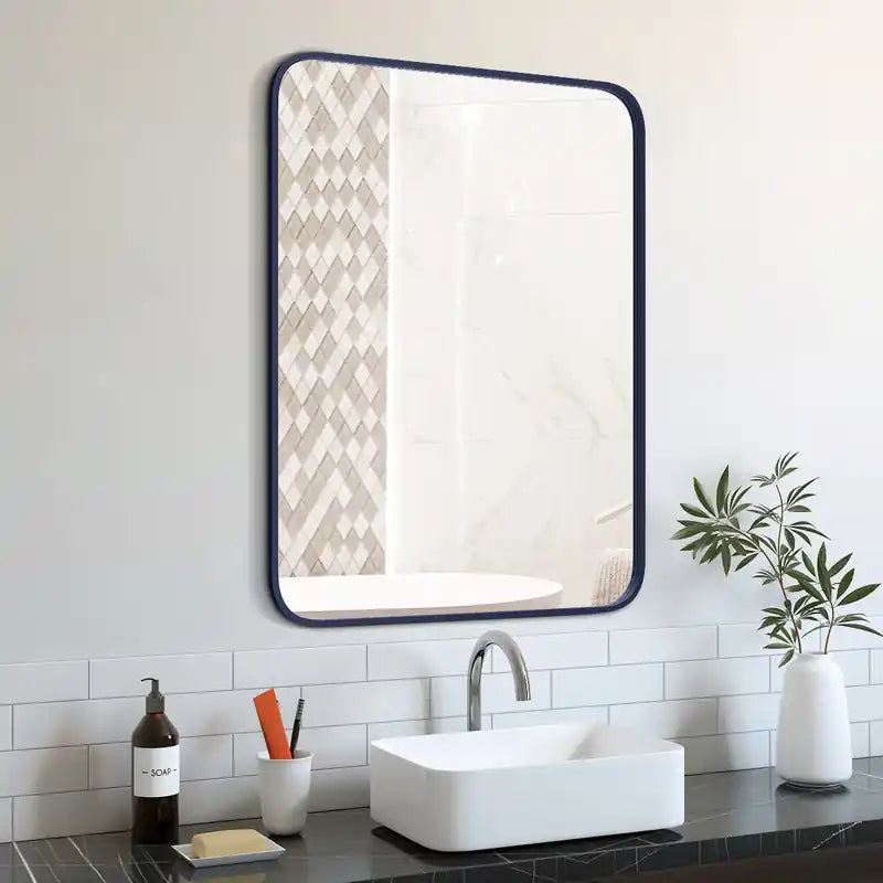 40" Blue Metal Frame Mirror