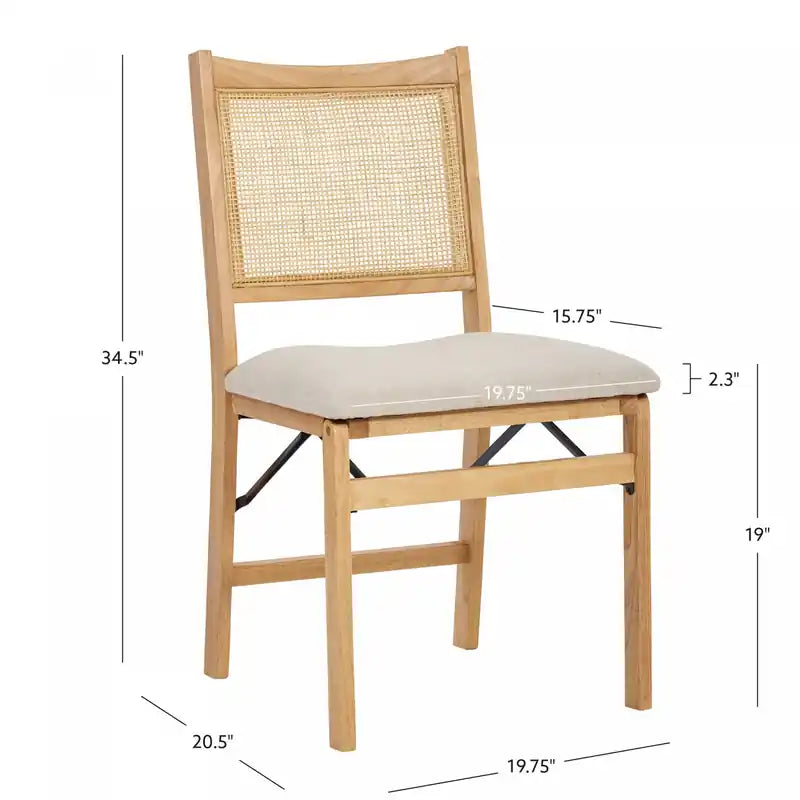 Bauer Fabric Cane Folding Dining Chair