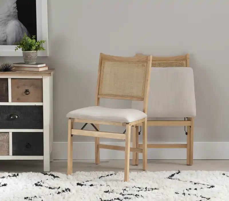 Bauer Fabric Cane Folding Dining Chair