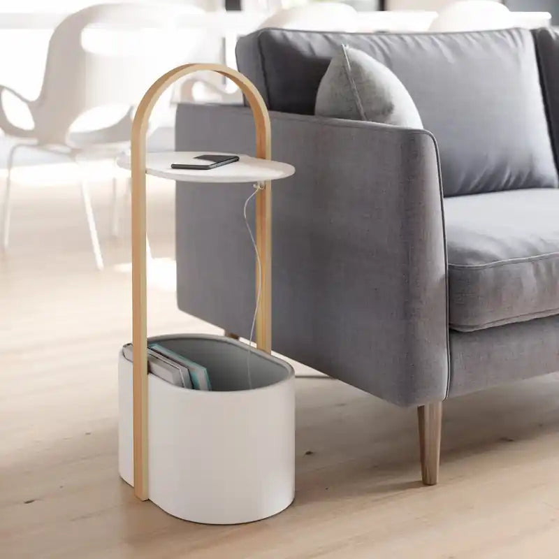 Umbra Modern Steel Bellwood Storage End Table - Black and Walnut
