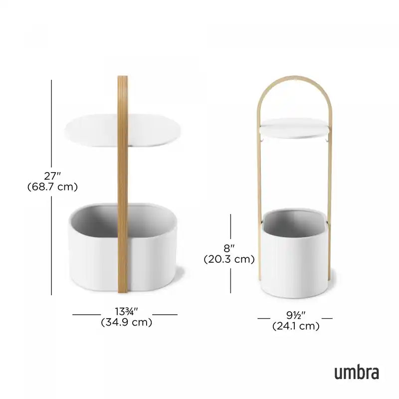 Umbra Modern Steel Bellwood Storage End Table - Black and Walnut