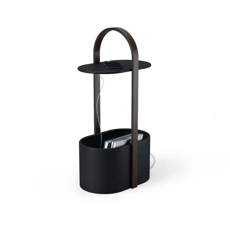 Umbra Modern Steel Bellwood Storage End Table - Black and Walnut