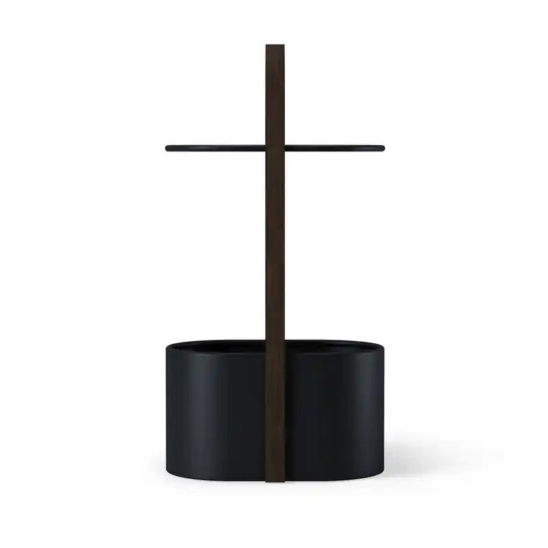 Umbra Modern Steel Bellwood Storage End Table - Black and Walnut