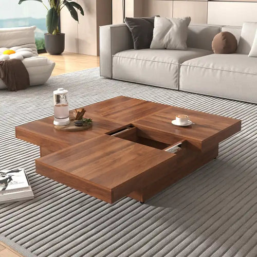 Table basse en bois composite de 39,4 po avec rangement supérieur coulissant