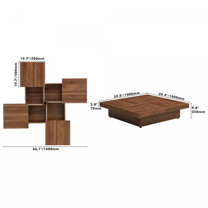 Jack 39.4 Square Engineered Wood Coffee Table With Sliding Top Storage