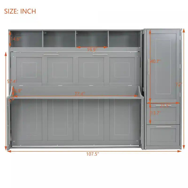 Dennis Engineered Wood Full Murphy Bed With Shelves And Drawers