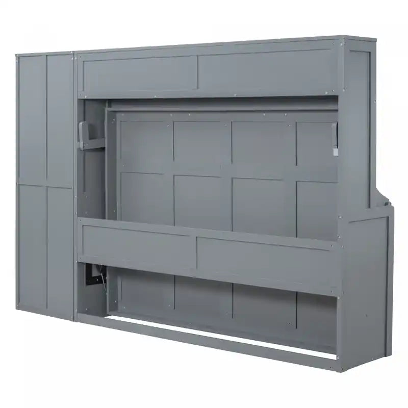 Dennis Engineered Wood Full Murphy Bed With Shelves And Drawers