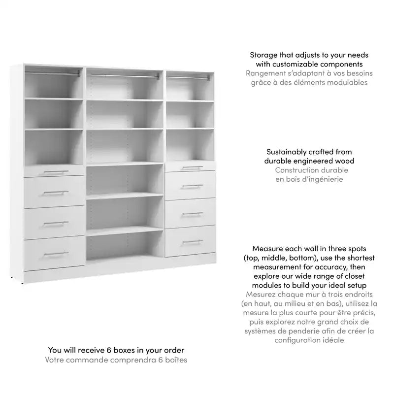 Bestar Florence 85 Modular Reach-In/Walk-In Closet System with Storage