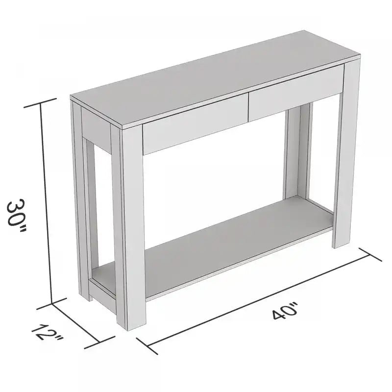 40 Console Table With 2 Drawers And Shelf