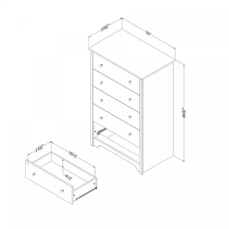 5-Drawer Chest - Pure Black