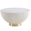 Manhattan Comfort Modern Anderson Coffee Table Upholstered Leatherette with Ceramic Faux Marble Tabl