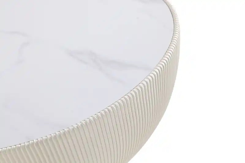 Manhattan Comfort Modern Anderson Coffee Table Upholstered Leatherette with Ceramic Faux Marble Tabl