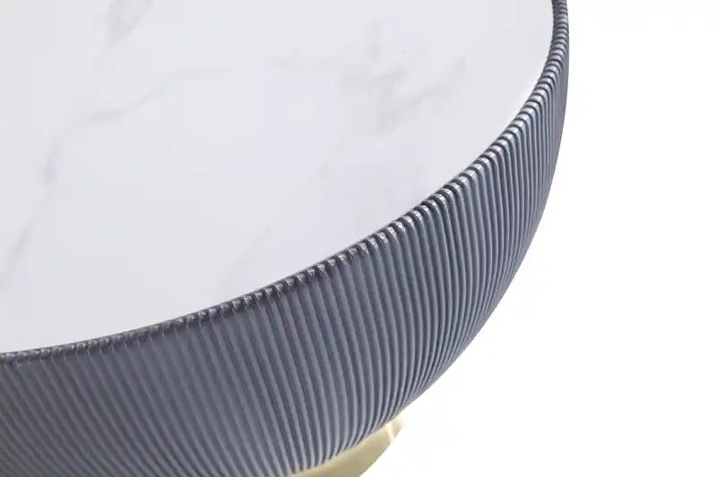 Manhattan Comfort Modern Anderson Coffee Table Upholstered Leatherette with Ceramic Faux Marble Tabl