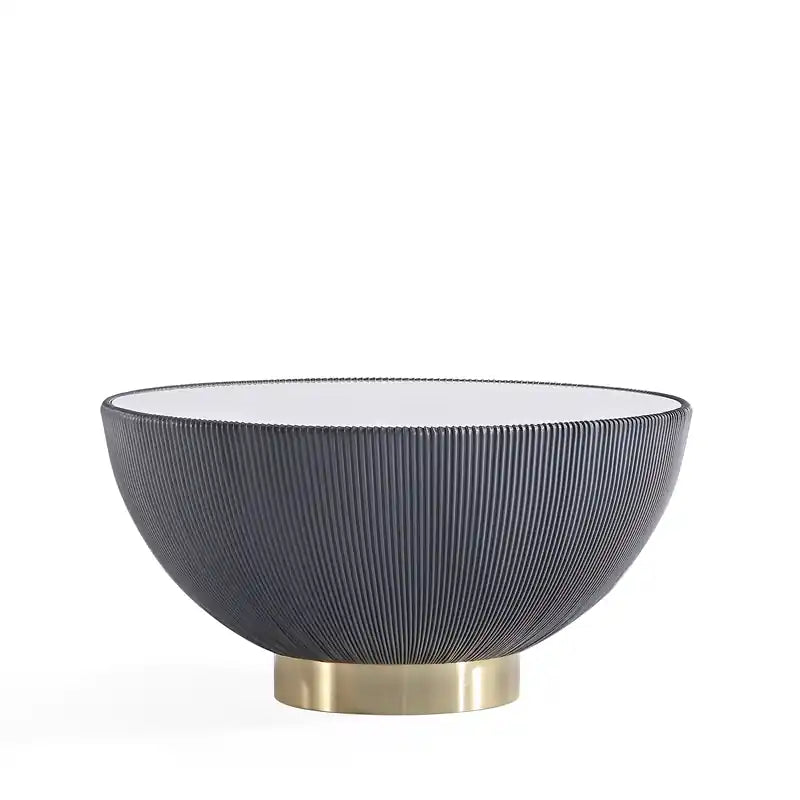 Manhattan Comfort Modern Anderson Coffee Table Upholstered Leatherette with Ceramic Faux Marble Tabl