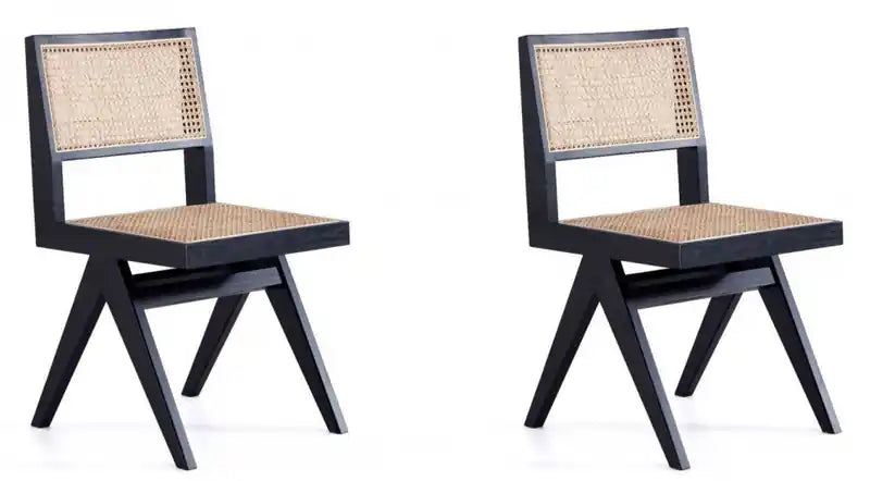 Set of 2 Dining Chairs - Natural Cane