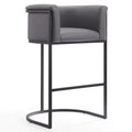 Manhattan Comfort Cosmopolitan 37.8 Metal Barstool - Grey & Black