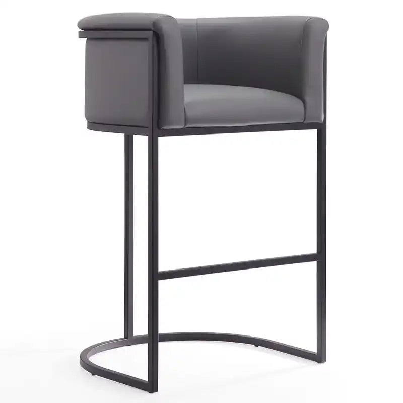 Manhattan Comfort Cosmopolitan 37.8 Metal Barstool - Grey & Black