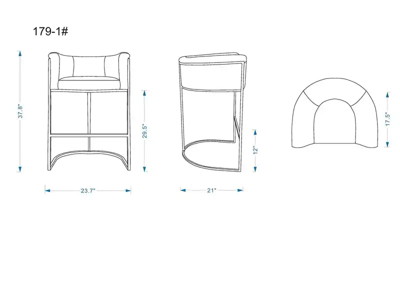 37.8" Metal Barstool - Grey & Black