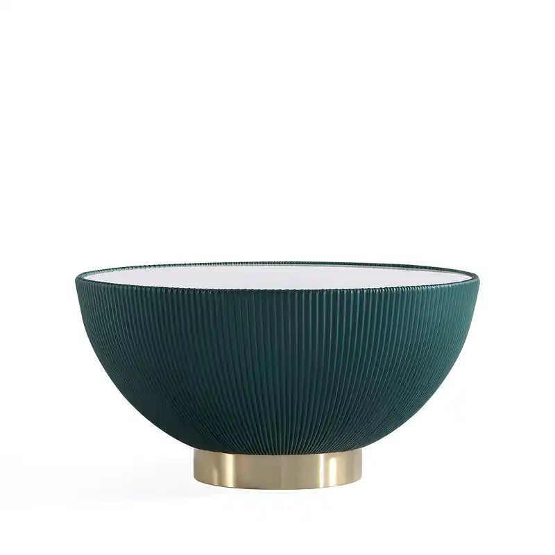 Manhattan Comfort Modern Anderson Coffee Table Upholstered Leatherette with Ceramic Faux Marble Tabl