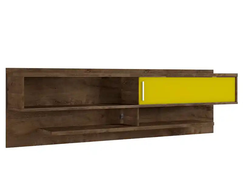 Manhattan Comfort Astor 70.86 Modern Floating Entertainment Center with Media Shelves - Rustic Brown
