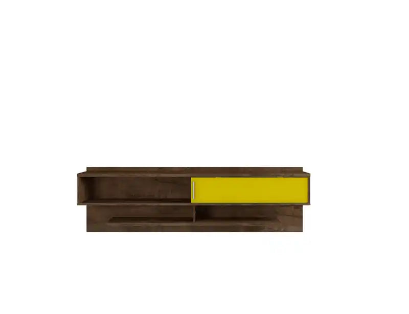 70.86" Modern Floating Entertainment Center with Media Shelves - Rustic Brown