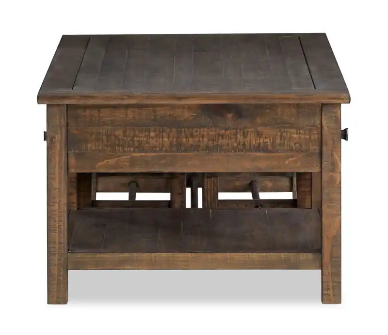 52" Country Pine Coffee Table with Storage and Stools - Homestead Brown