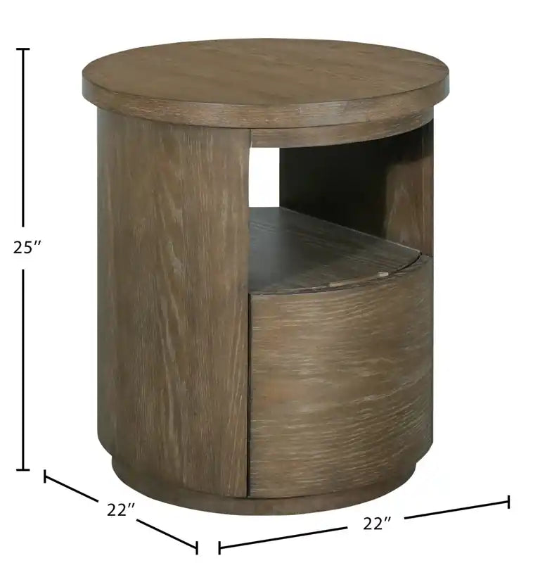 Eldon 22 Modern Round Solid Wood End Table with Storage - Porpoise