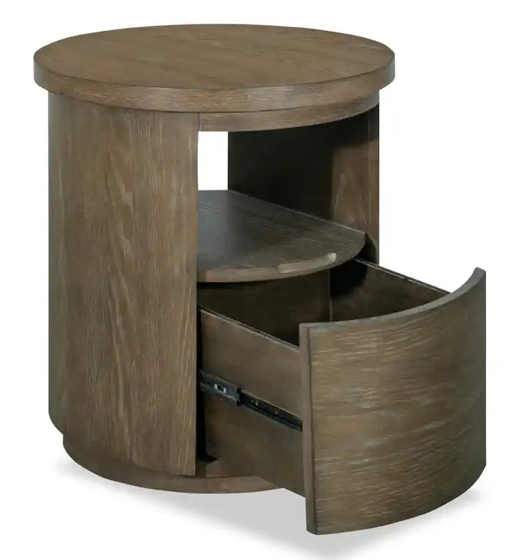 Eldon 22 Modern Round Solid Wood End Table with Storage - Porpoise