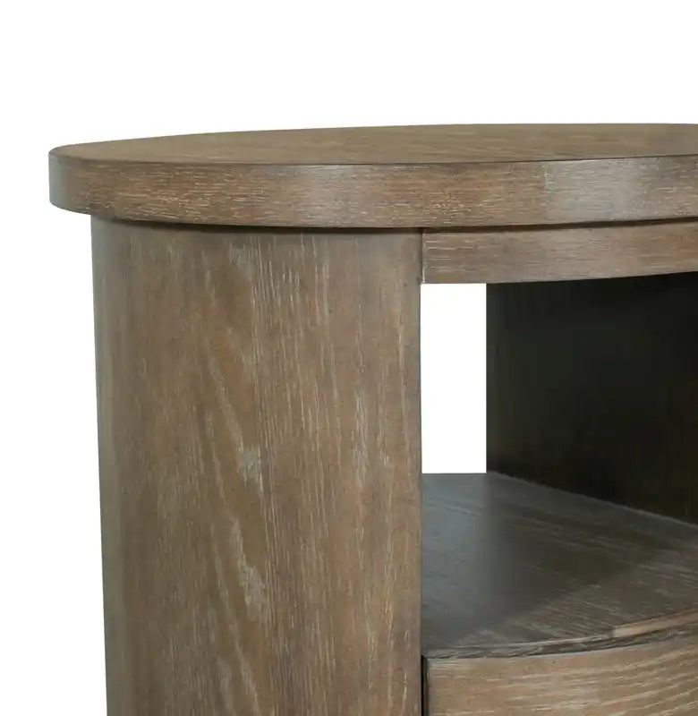 Eldon 22 Modern Round Solid Wood End Table with Storage - Porpoise