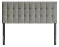 Ellis Upholstered Headboard in Grey Fabric, Button Tufted