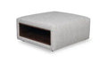 Geneva 32.5 Chenille Fabric Cocktail Ottoman with Storage and Wood Legs - Cloud Beige