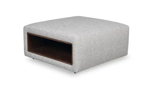 Geneva 32.5 Chenille Fabric Cocktail Ottoman with Storage and Wood Legs - Cloud Beige